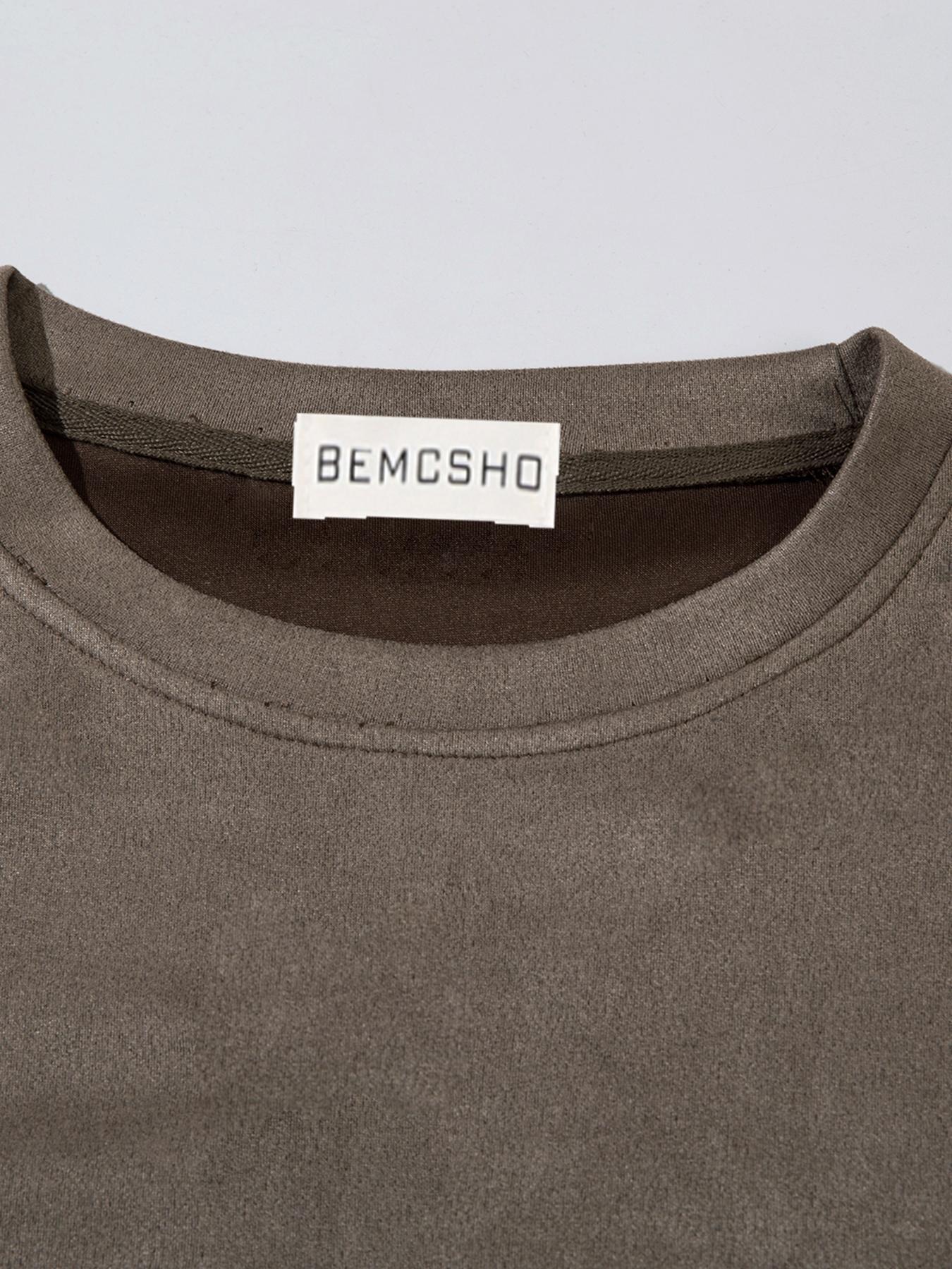 Suede Letter Print Short Sleeve T-Shirt