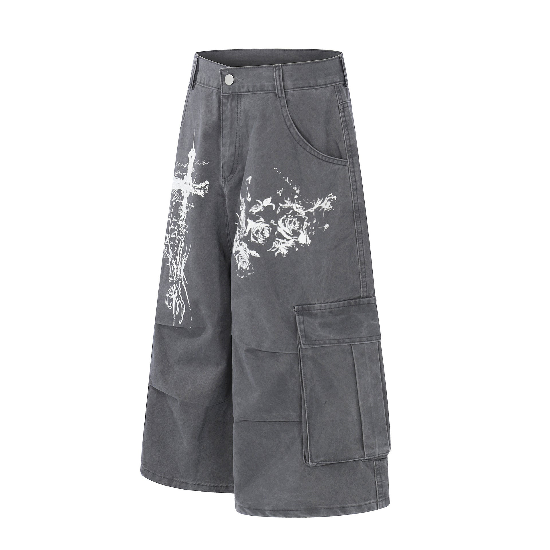 Washed Wide Leg Cargo Jort