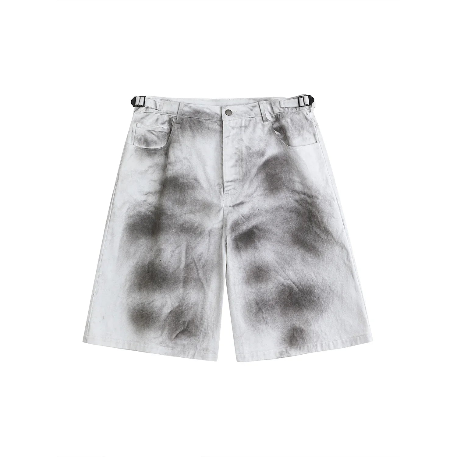 Paint-Splatter Washed Lightweight Denim Cropped Pants