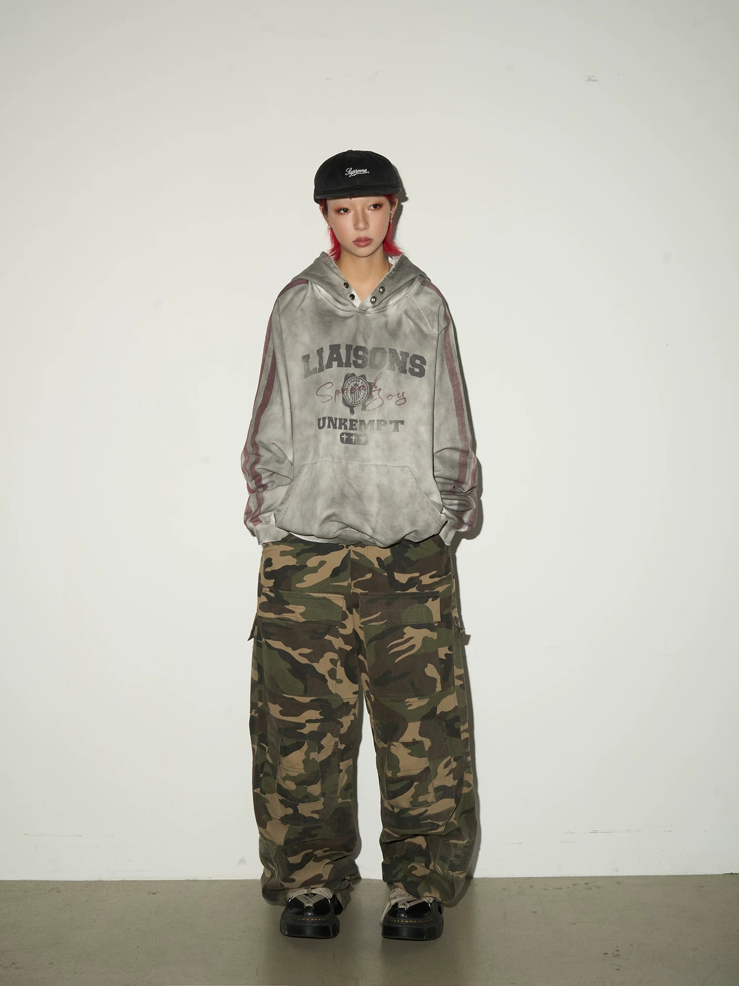 Letter Print Washed Oversize Hoodie