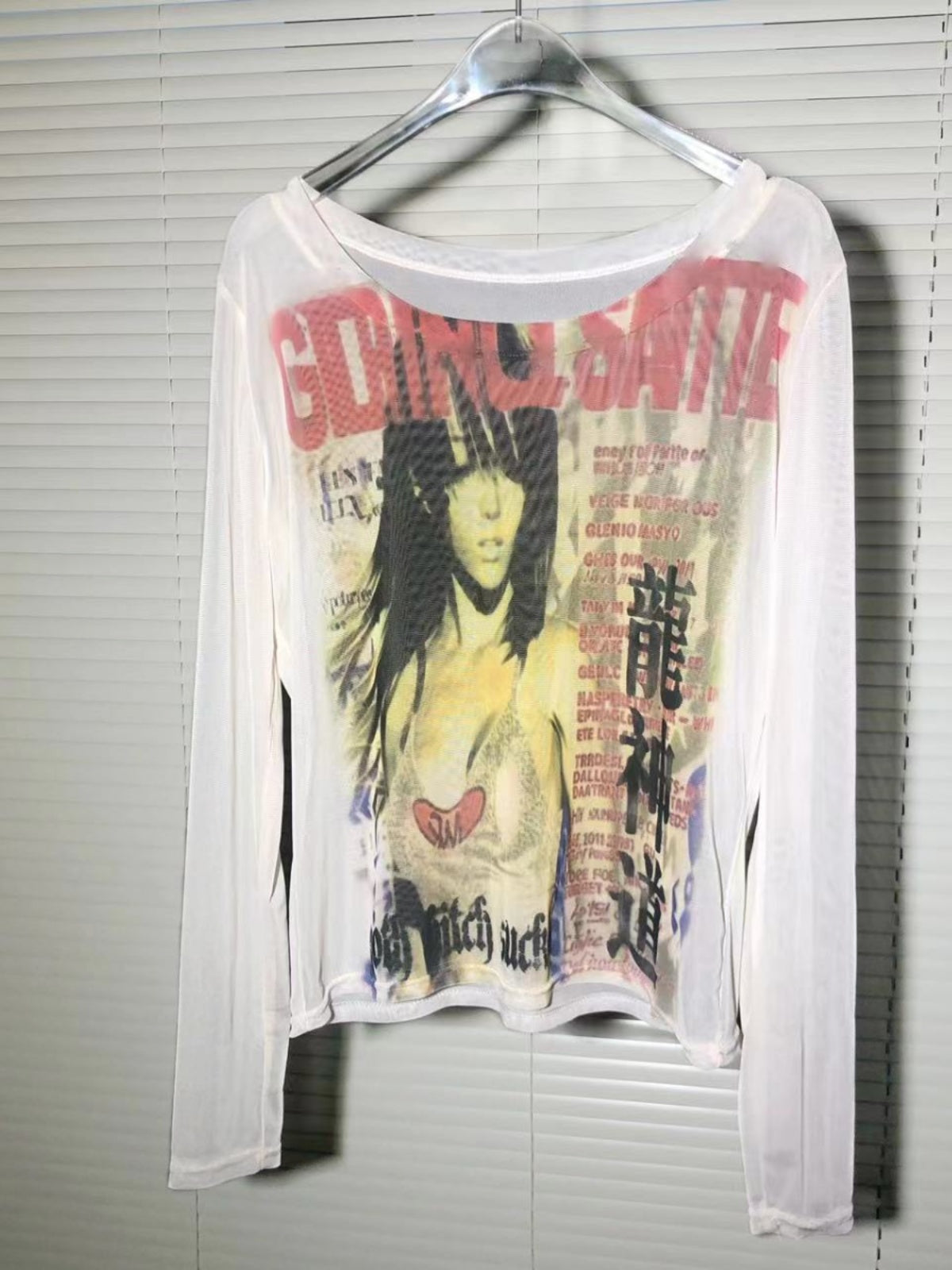 Y2k Punk Style Mesh Long Sleeve T-Shirt