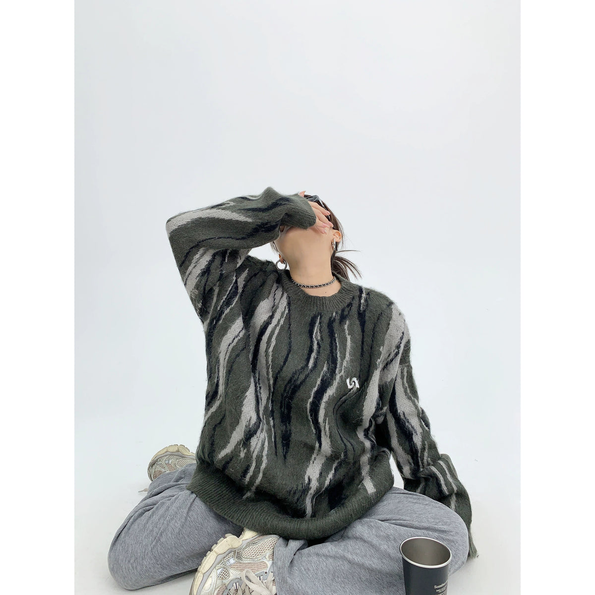 Pull oversize en maille à rayures Mrble