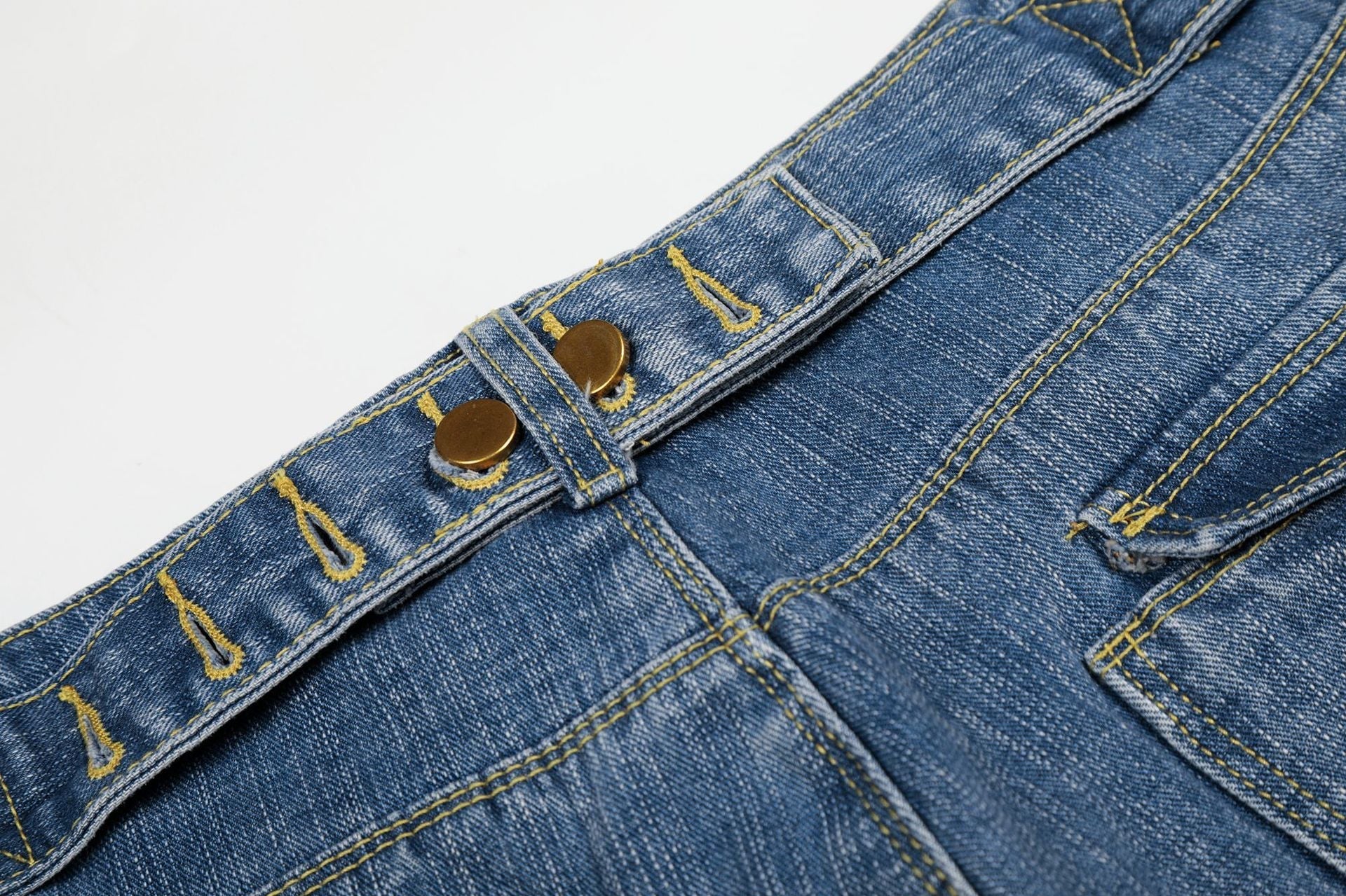 Washed Logo Embroidery Wide Leg Denim Jeans