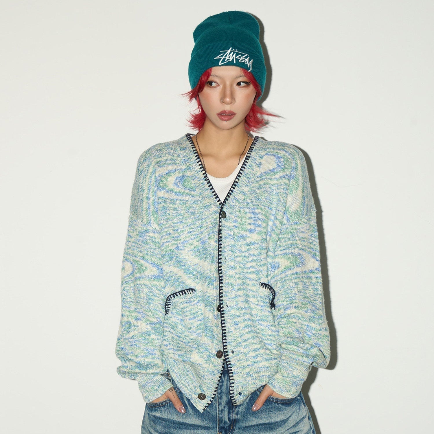 Melange Knit Pocket Button Cardigan