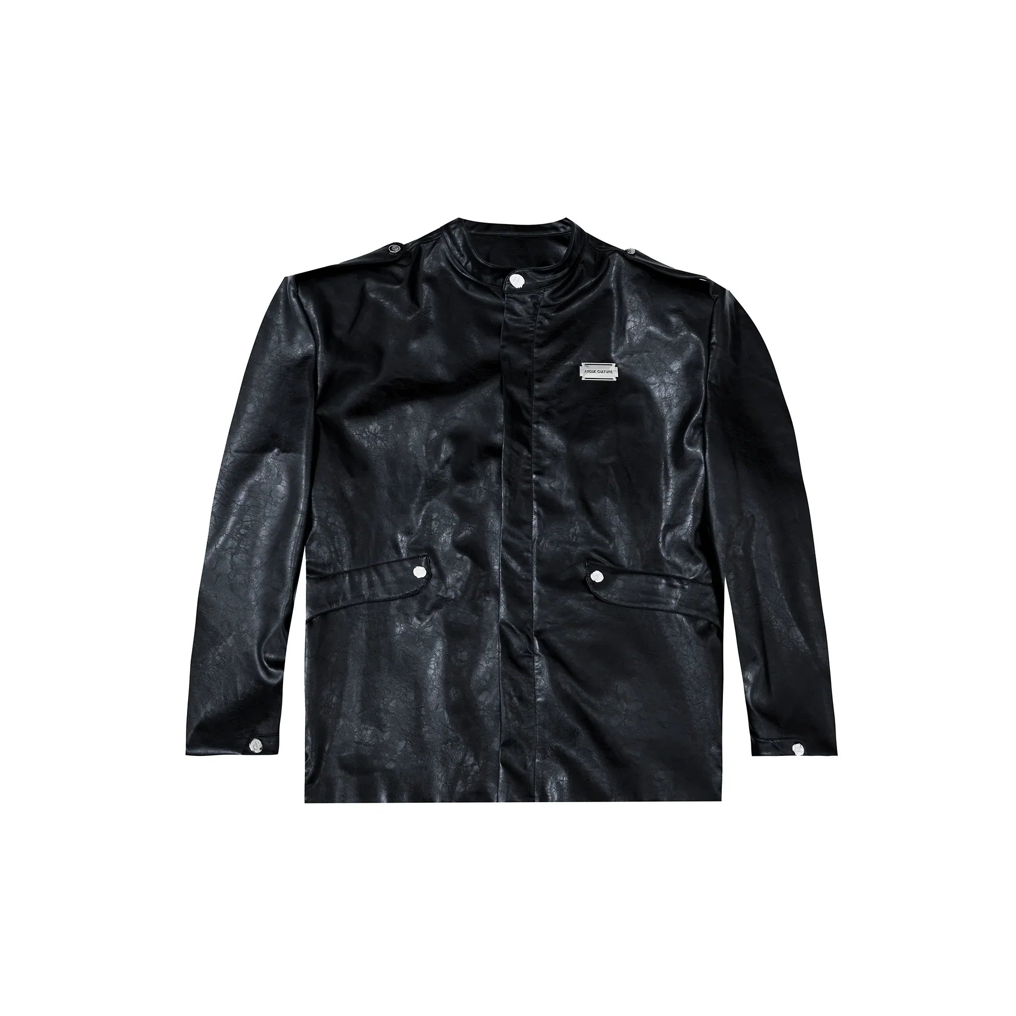 Oversize Shoulder Pad PU Leather Jacket