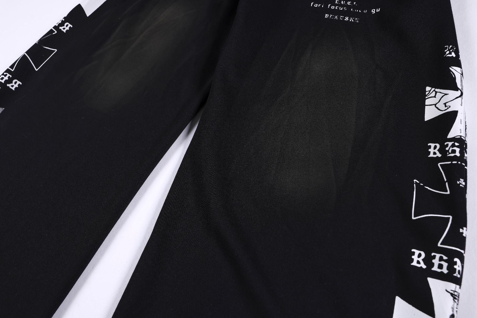Graphic Print Panel Curved Wide Leg Sweatpants