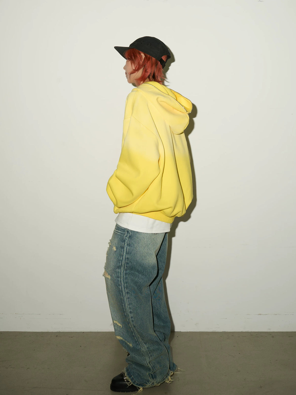 Gradient Half-Zip Design Hoodie