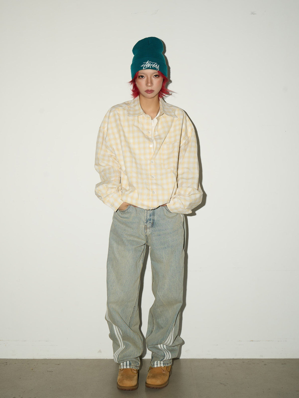 Three-Stripe Damage Denim Jeans