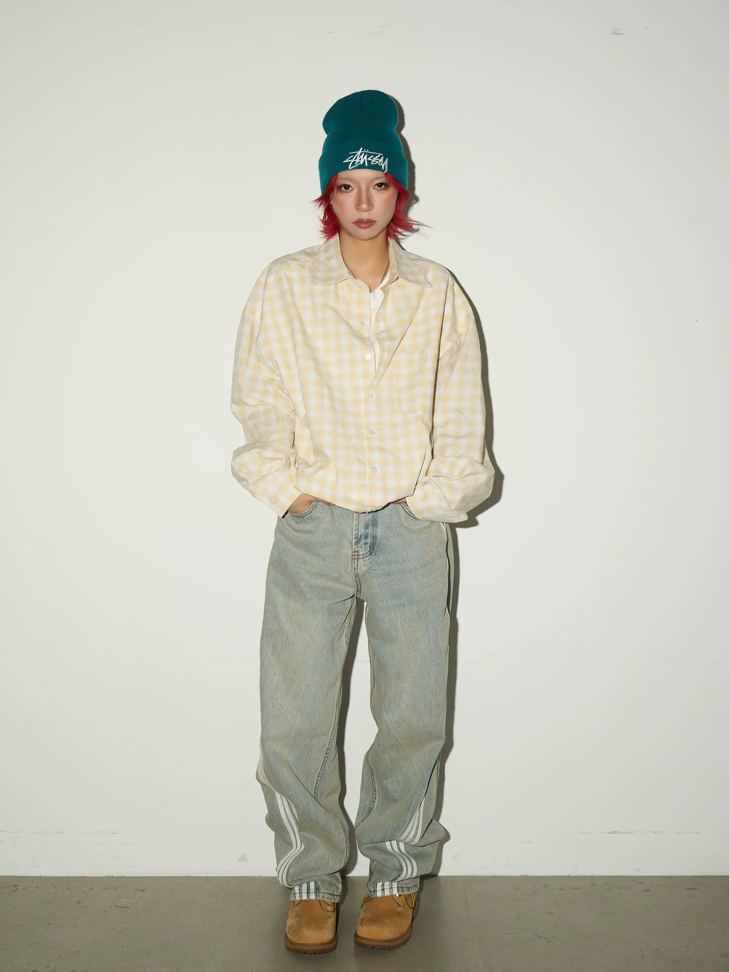 Three-Stripe Damage Denim Jeans