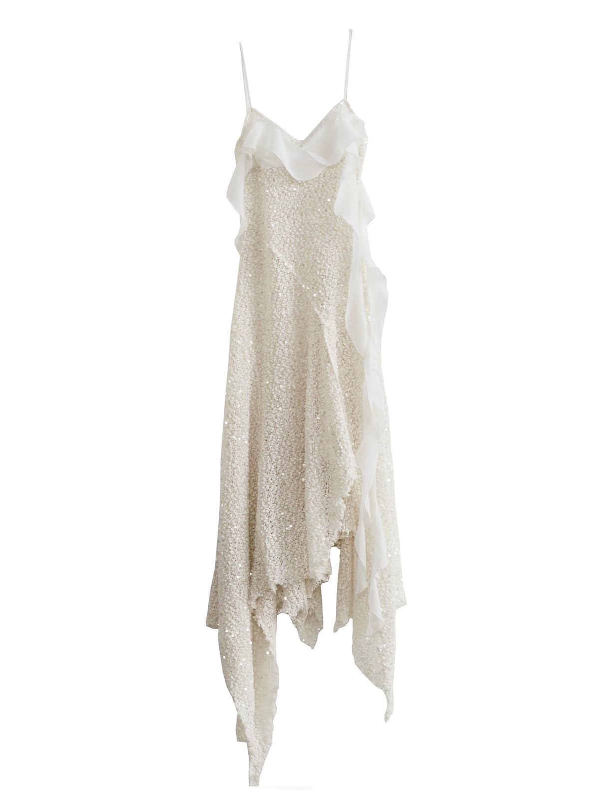 See Through Knit Glitter Strap Shoulder Dress