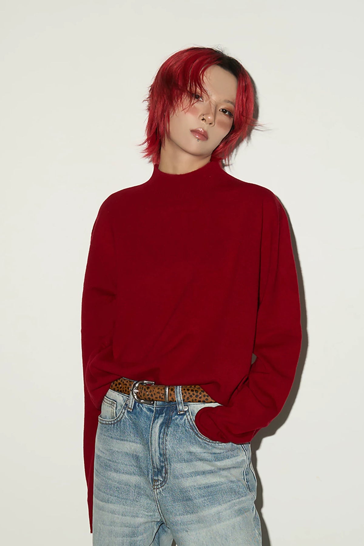 Bottle Neck Oversize Knit Sweater
