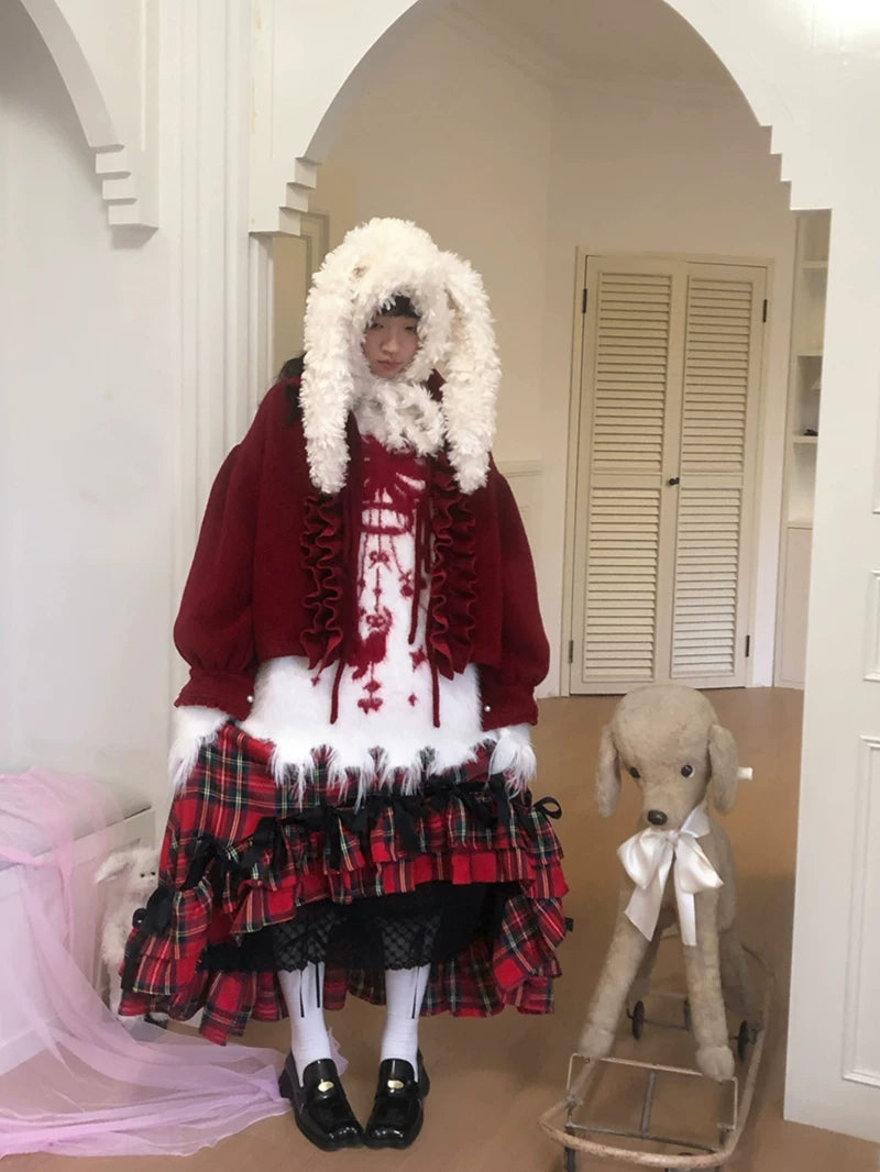 Bow Design Shaggy Knit Sweater