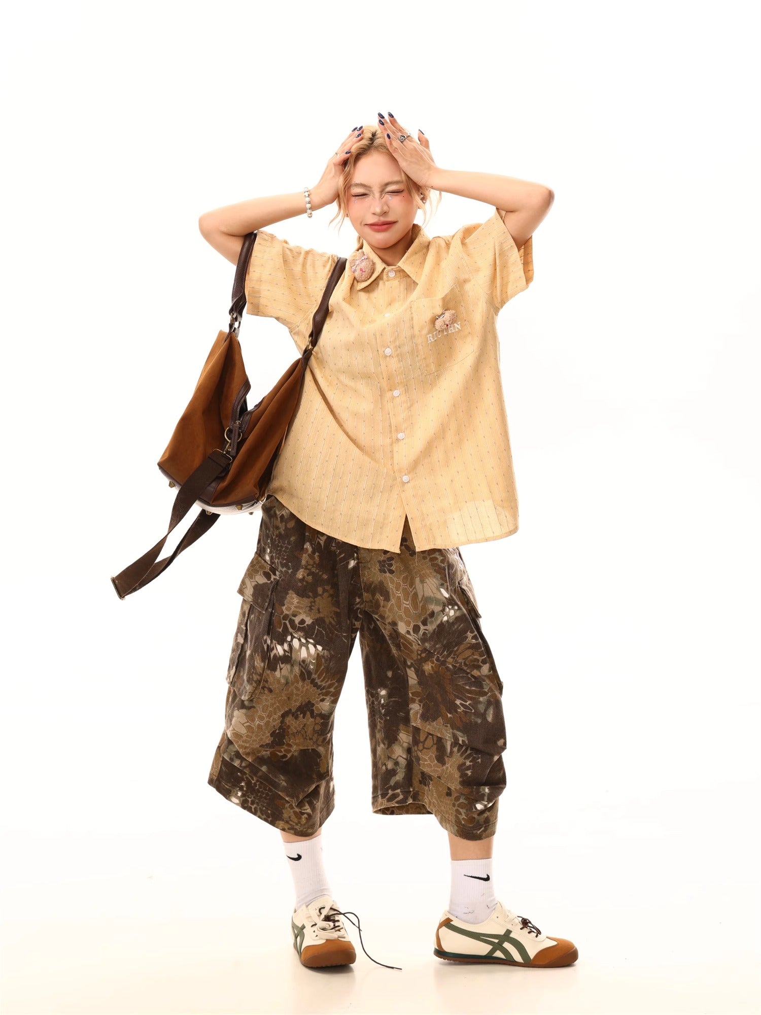 Snake Print Design Cargo Jorts