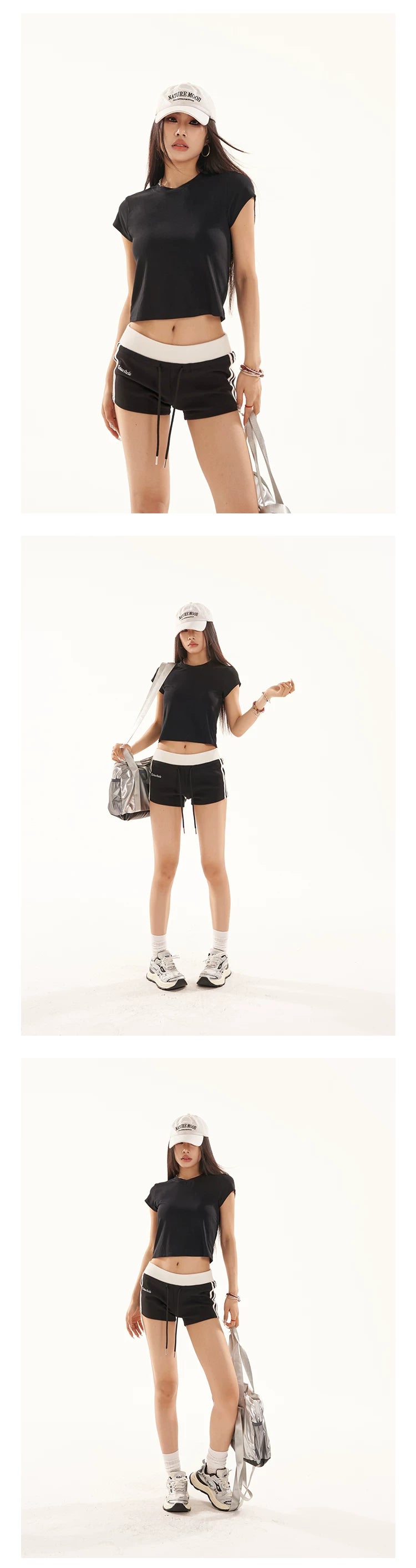 Cropped Round Neck Short Sleeve T-Shirt