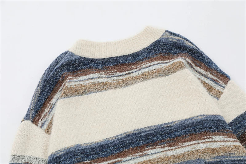Oversized Striped Knit Cardigan