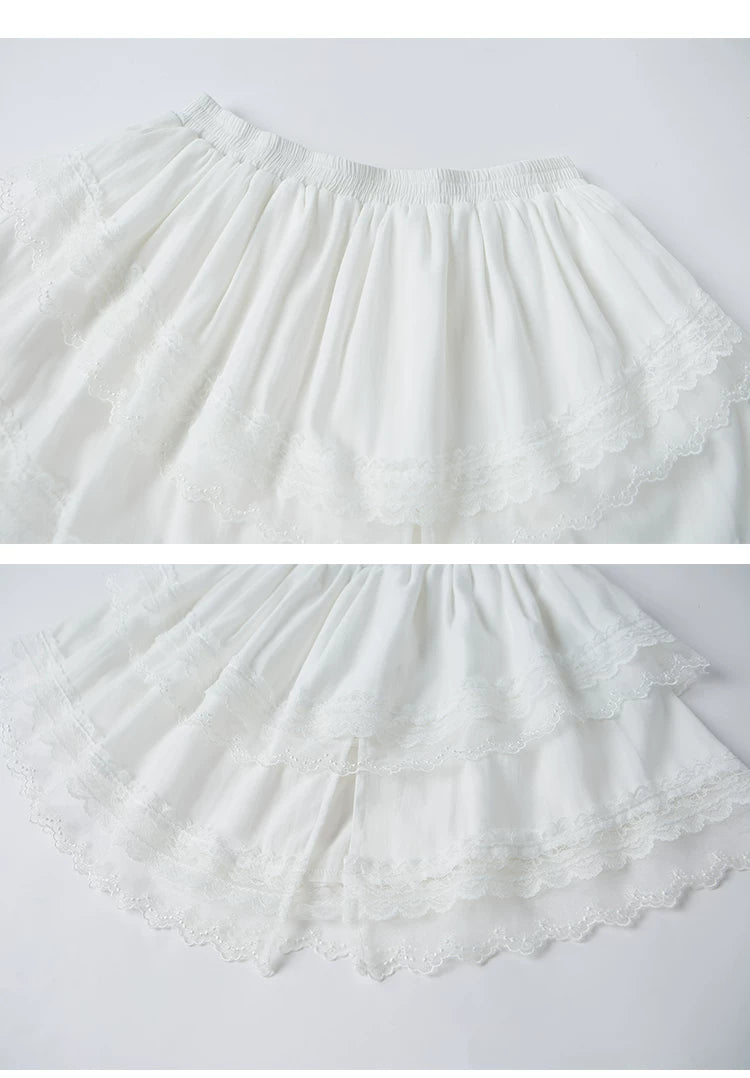 Irregular Lace Short Double Skirt