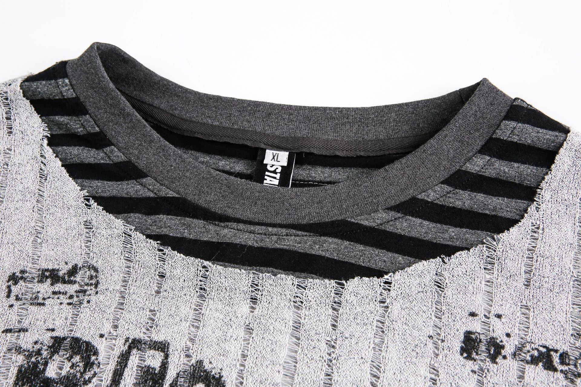 Stripe Fake Layered Graphic Long Sleeve T-Shirt