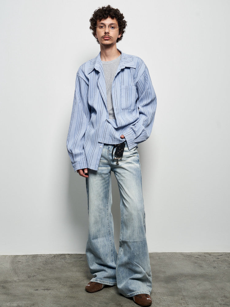 Camicia a maniche lunghe oversize a righe