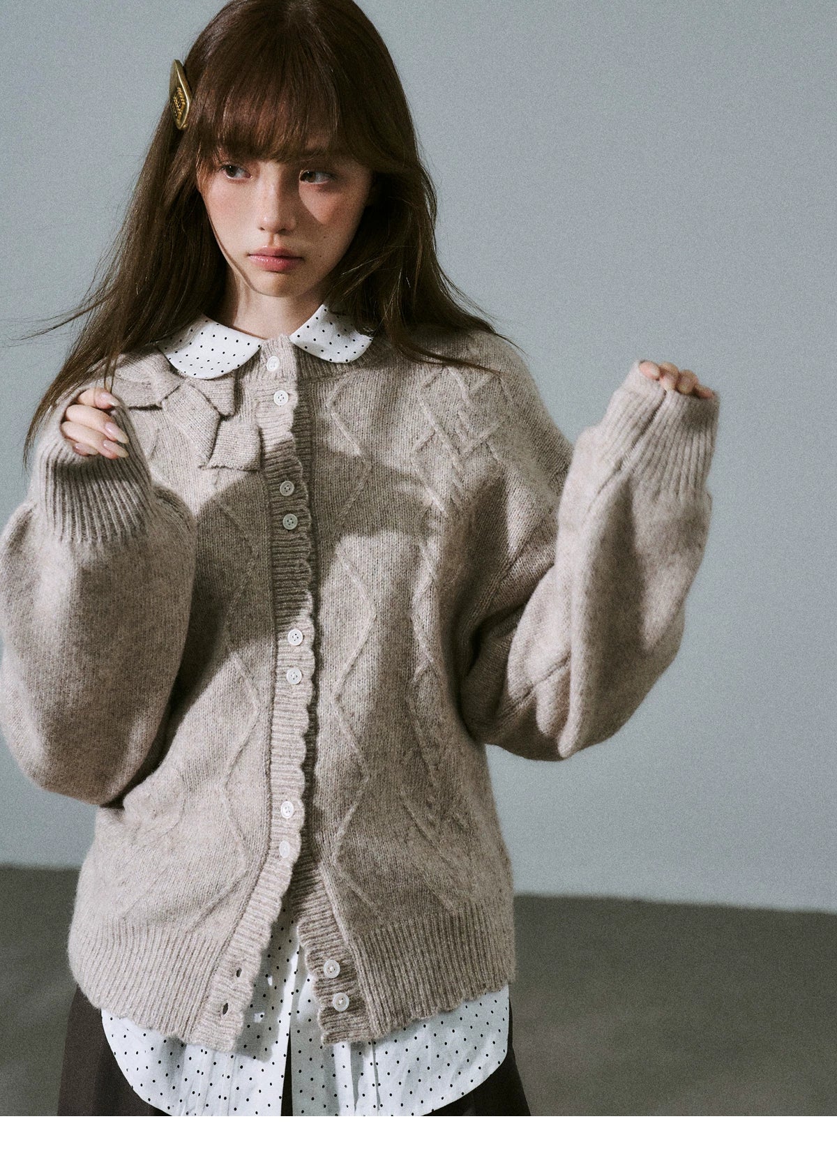 Moonlight Silhouette Bow Detail Wool Knit Cardigan
