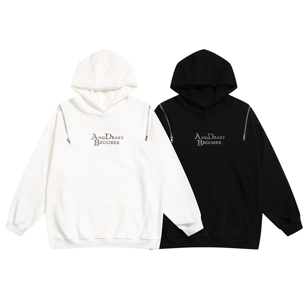 Zipper Design Pullover Hoodie
