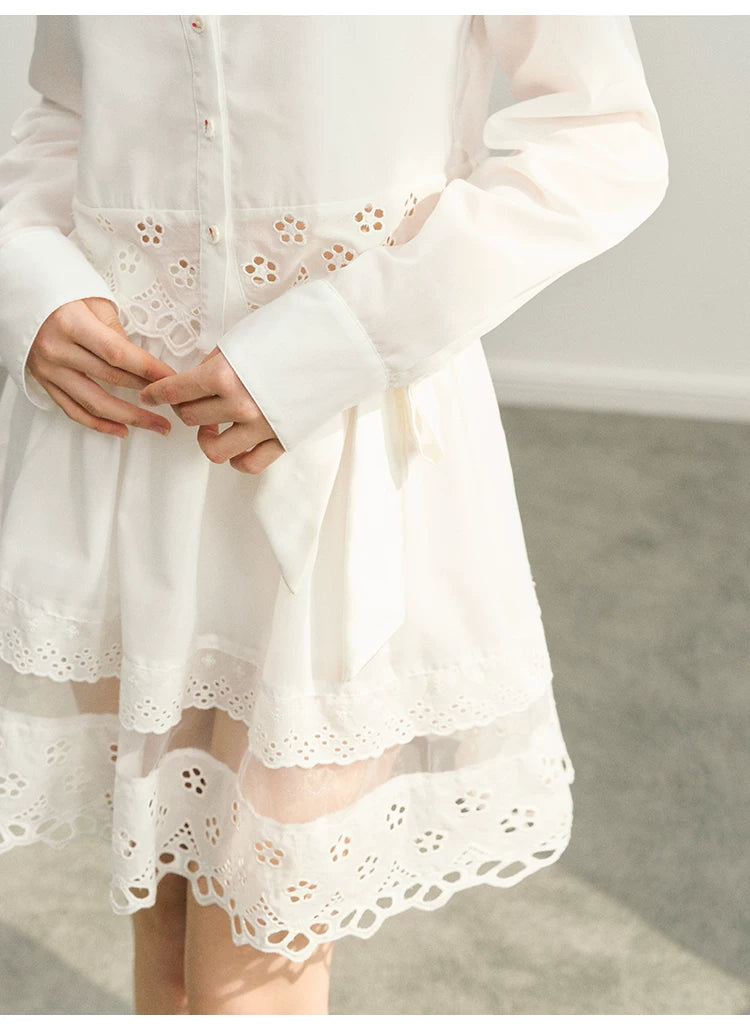 Lace Long Sleeve Shirt & Lace Short Skirt Setup