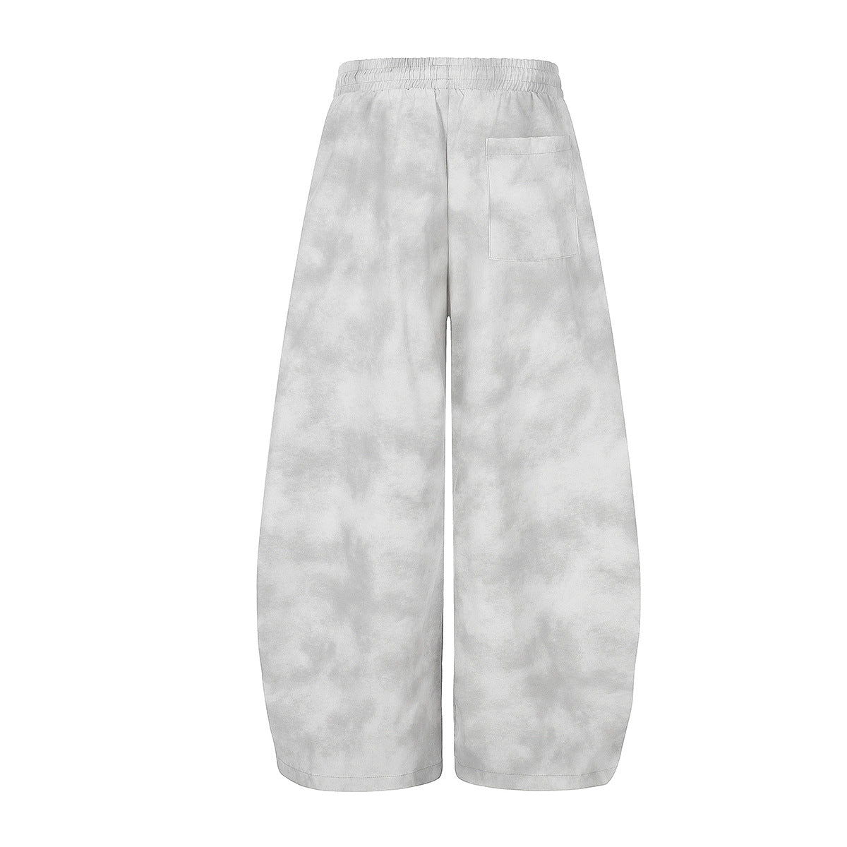 Washed Letter Print Drawstring Wide Leg Pants