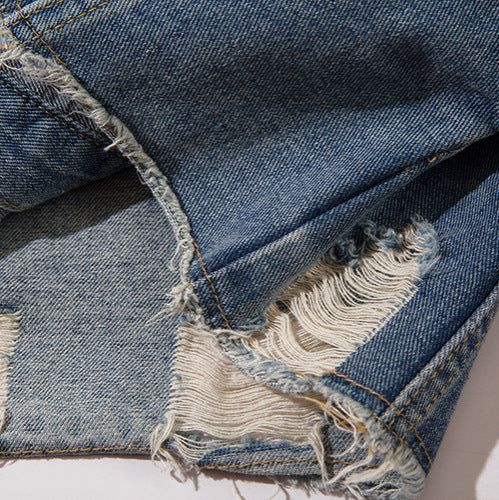 Ripped Cropped Denim Jacket