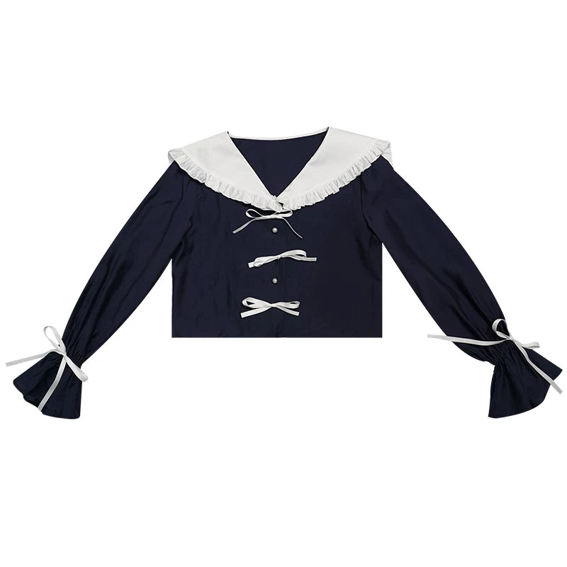 Bow Lace-Up Jacquard Lightweight Jacket
