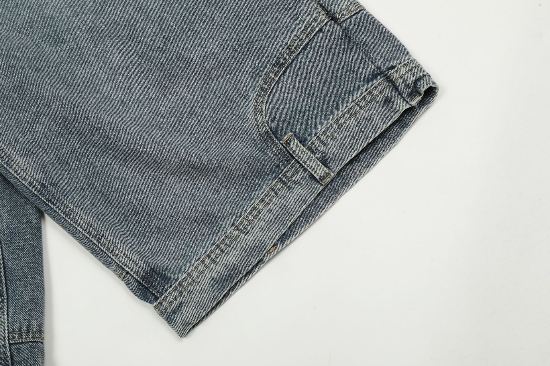 Washed Deconstruction Wide Leg Denim Jort