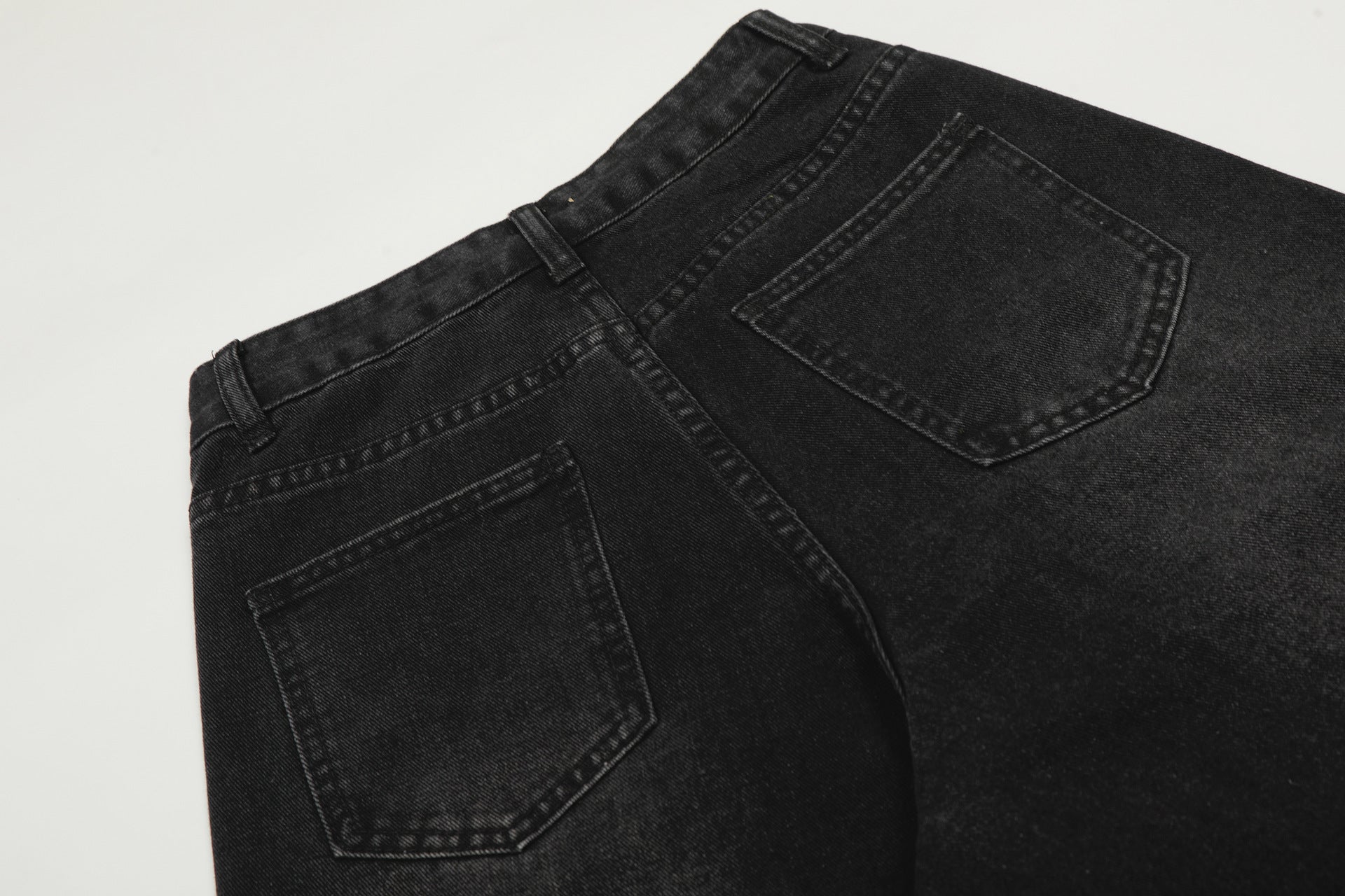 Washed Studs Detail Wide Leg Denim Jeans