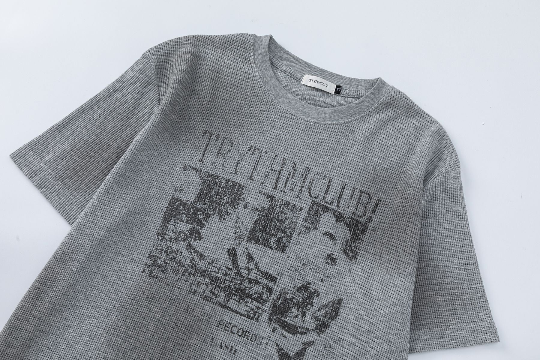 Graphic Print Rib Knit Short Sleeve T-Shirt
