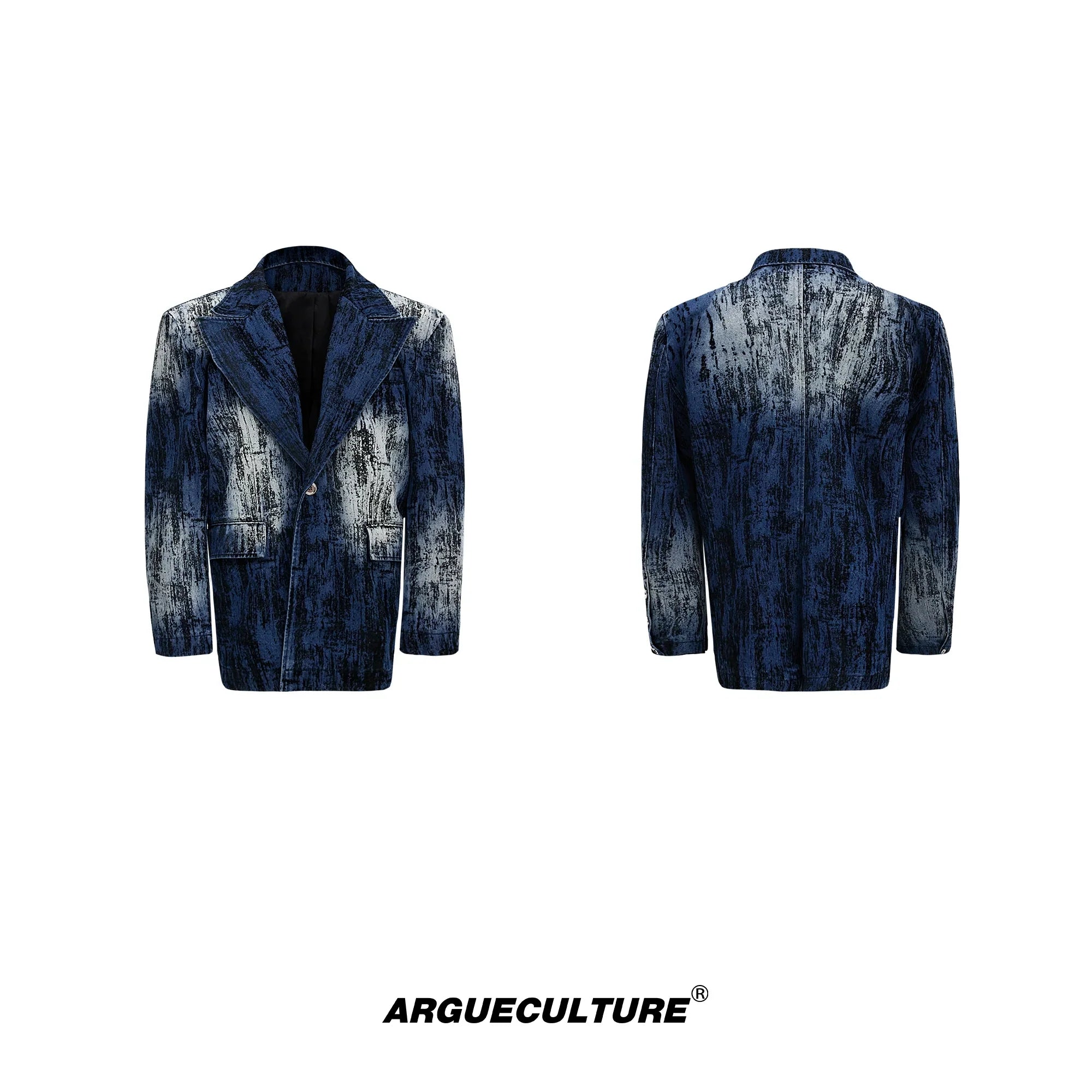 Tie Dye Vintage Design Shoulder Pad Denim Jacket