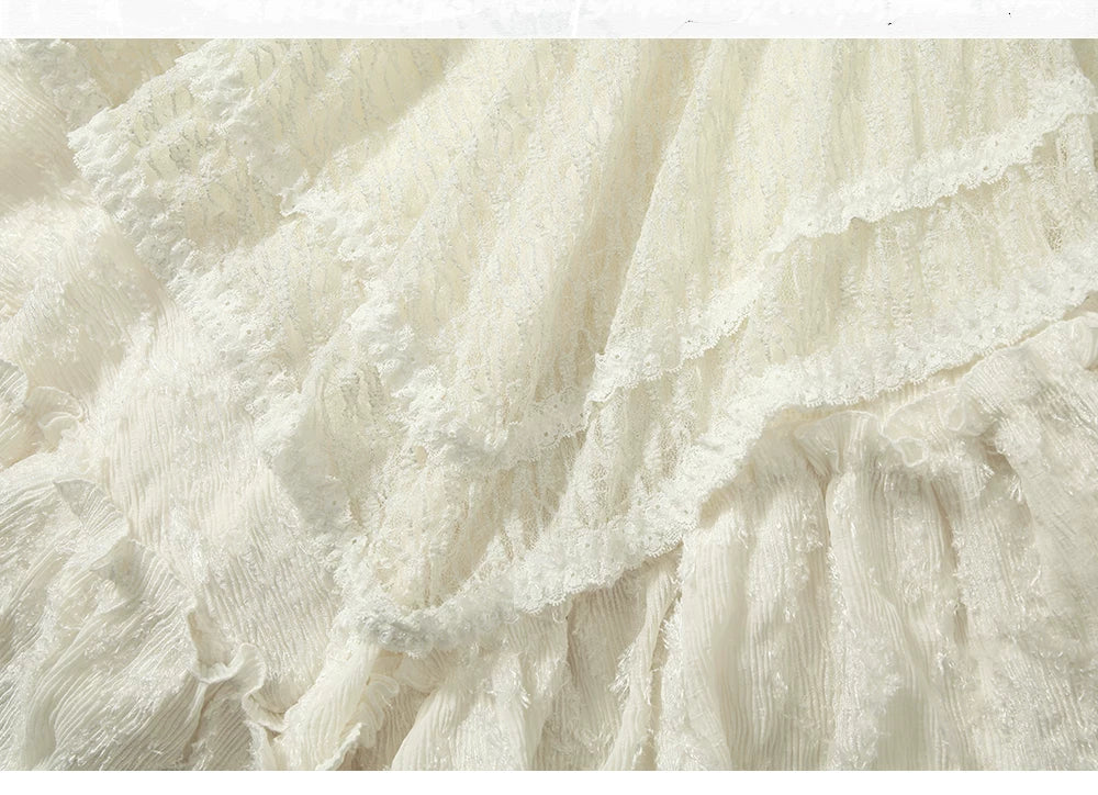 Asymmetric Lace Layered Belt Detail Skirt