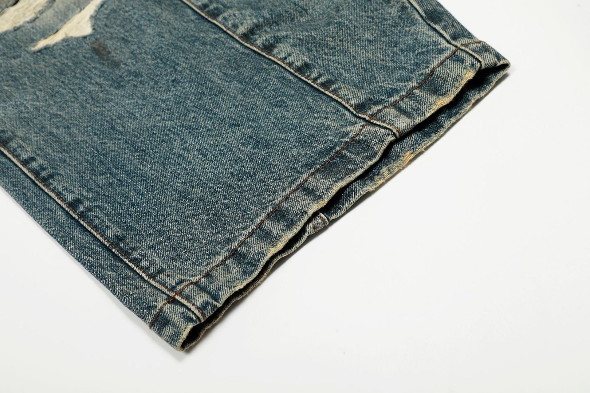 Washed Deconstruction Barrel Denim Jeans