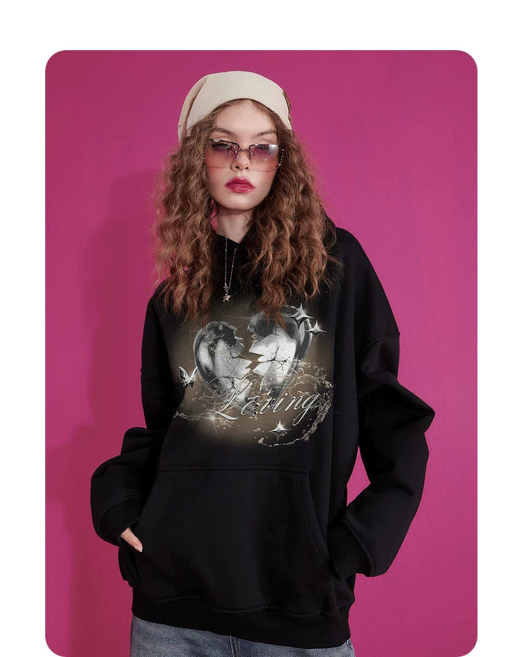 Thick Print Oversize Hoodie