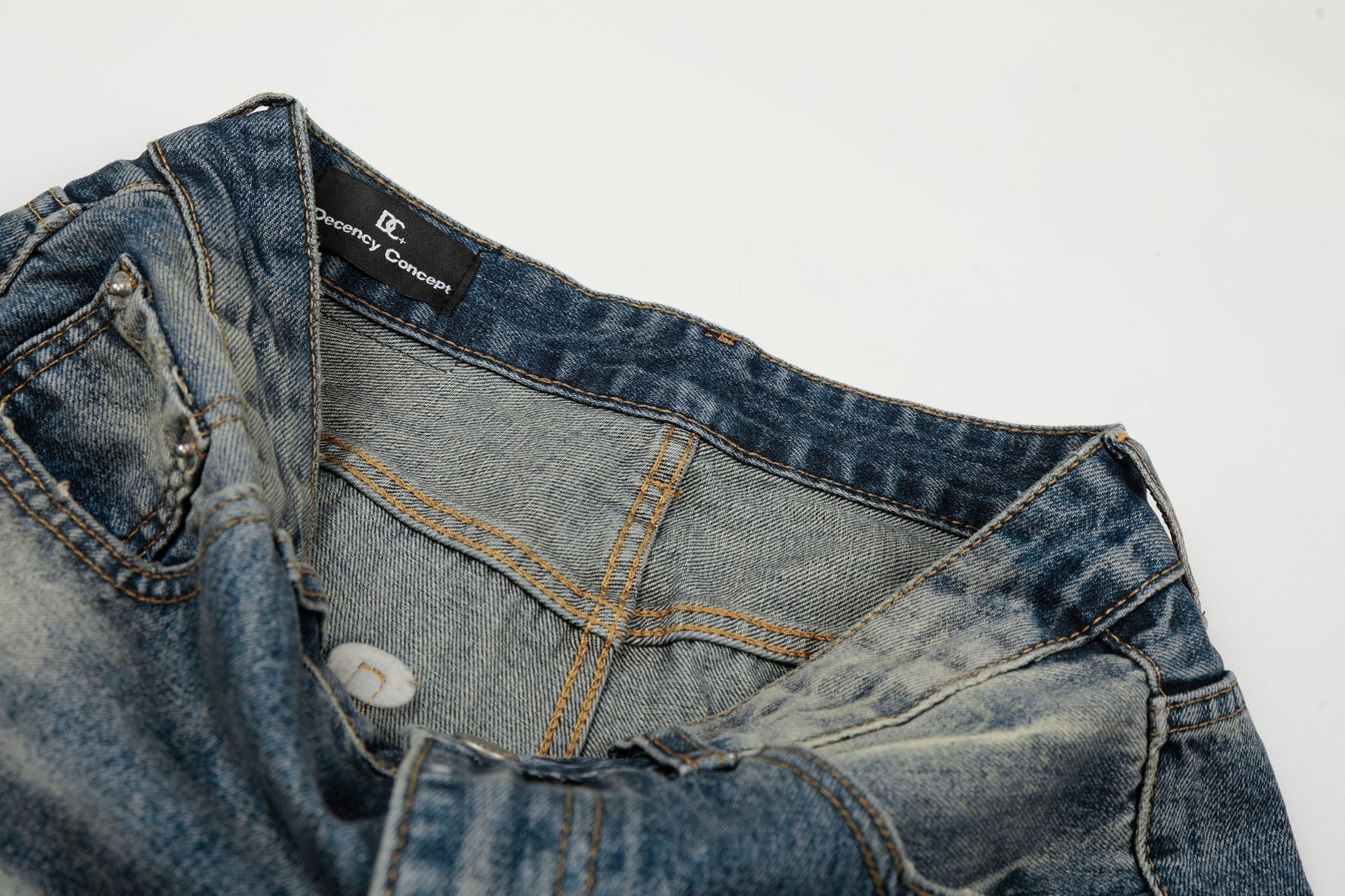 Washed Whisker Paint Splatter Straight Denim Jeans