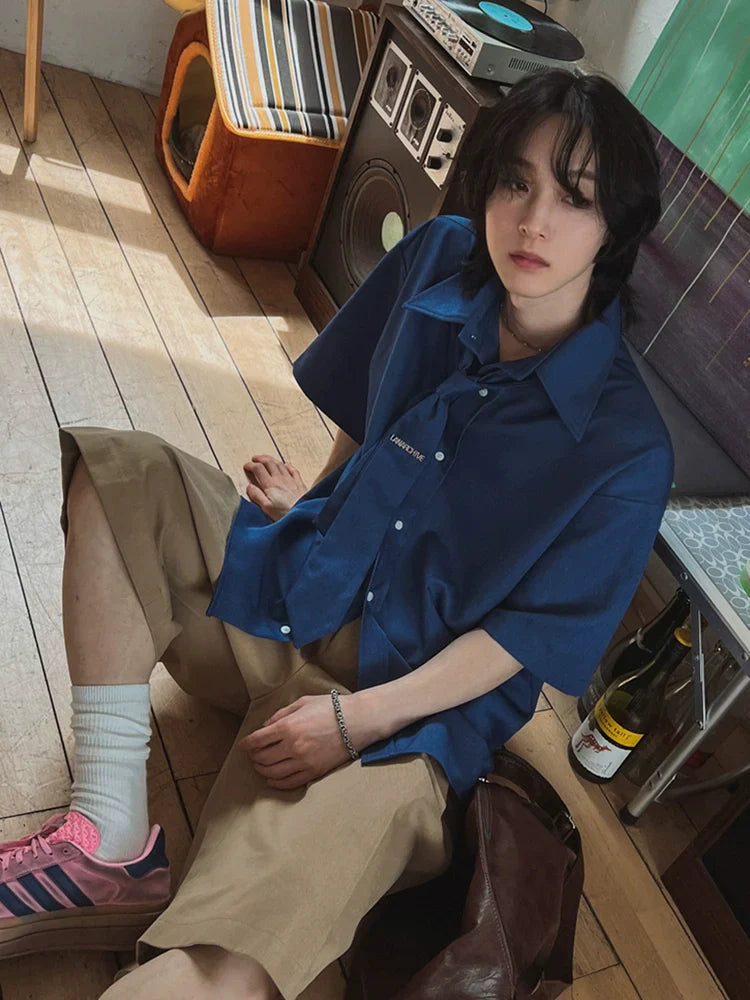 Camisa de manga corta oversize con corbata