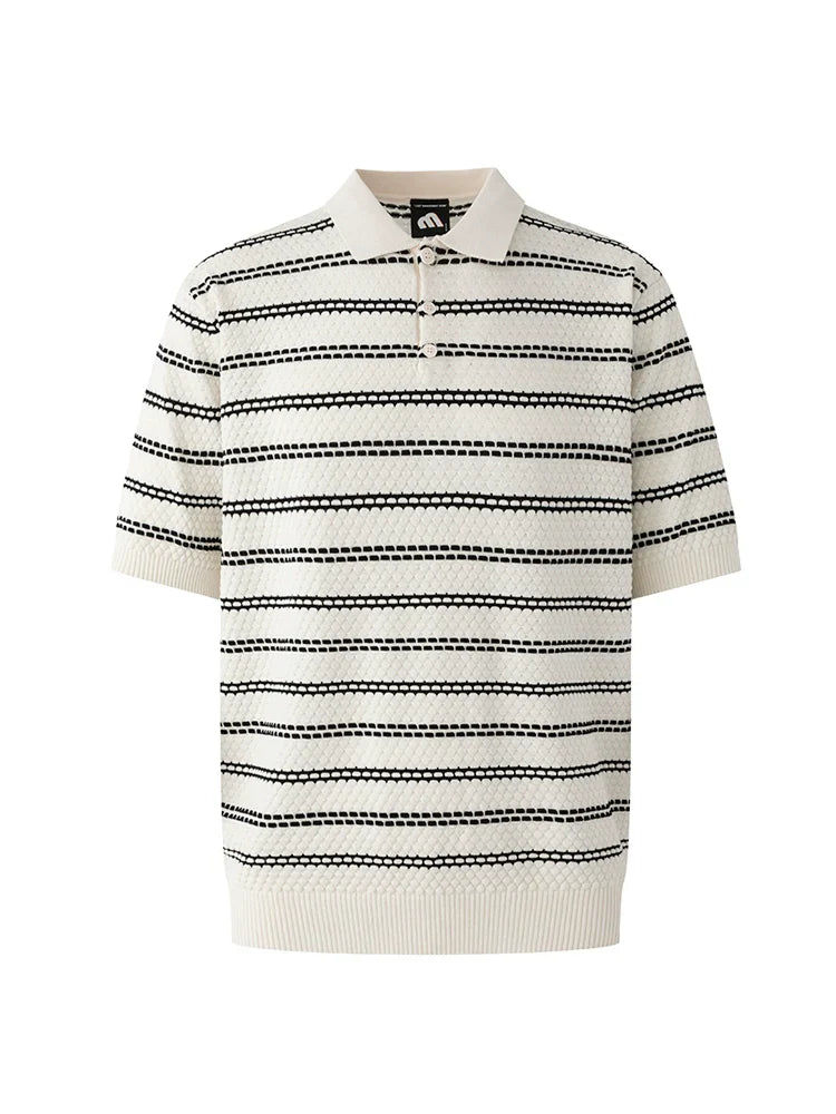 Striped Lightweight Short Sleeve  Knit Polo Shirt