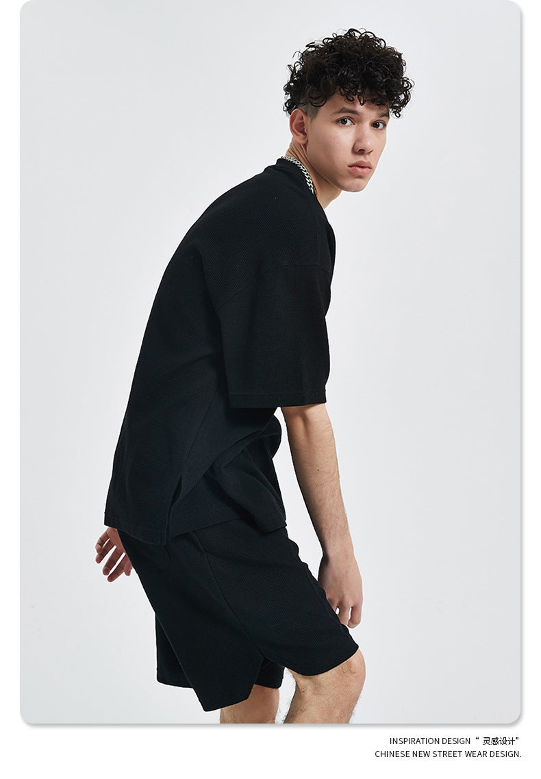 Oversize Waffle Short-sleeve T-shirt & Waffle Short Pants Setup