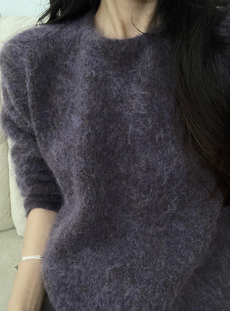 One size Purple crewneck sweater