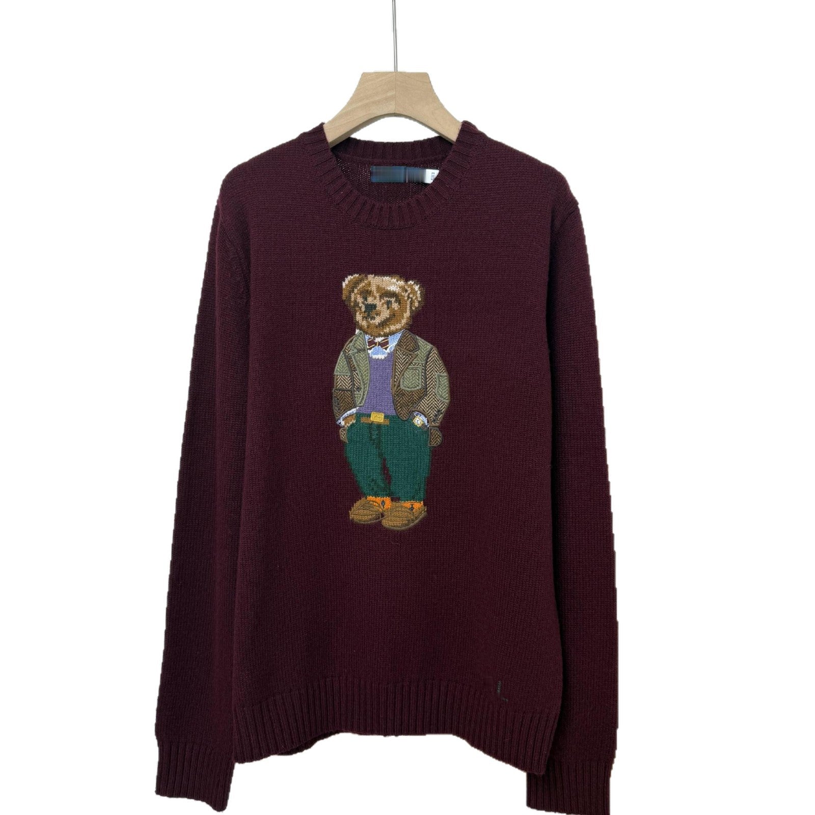 Maglione girocollo pesante in lana RL Bear di alta qualità