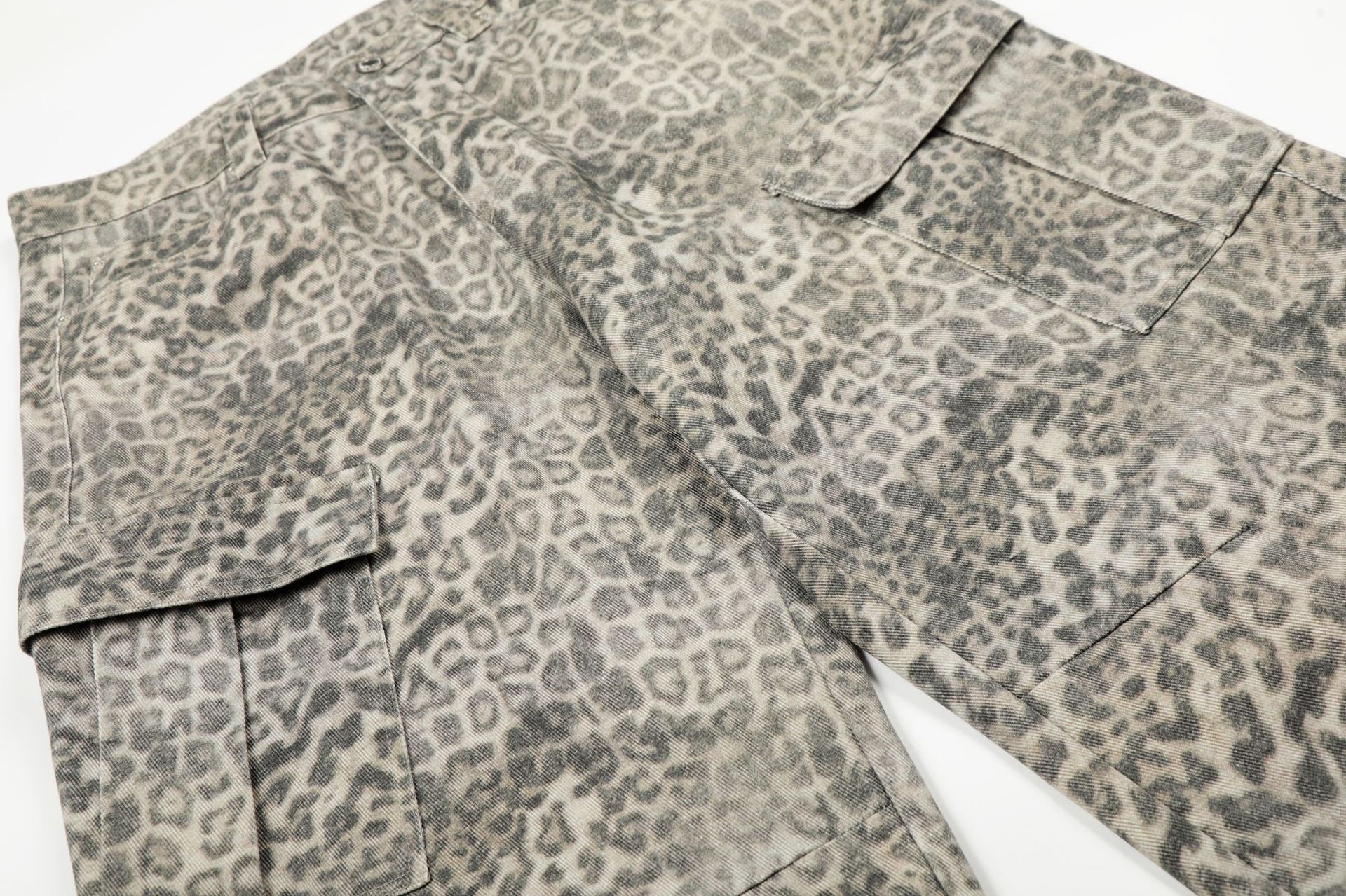 Leopard Multi-Pocket Wide Leg Cargo Pants
