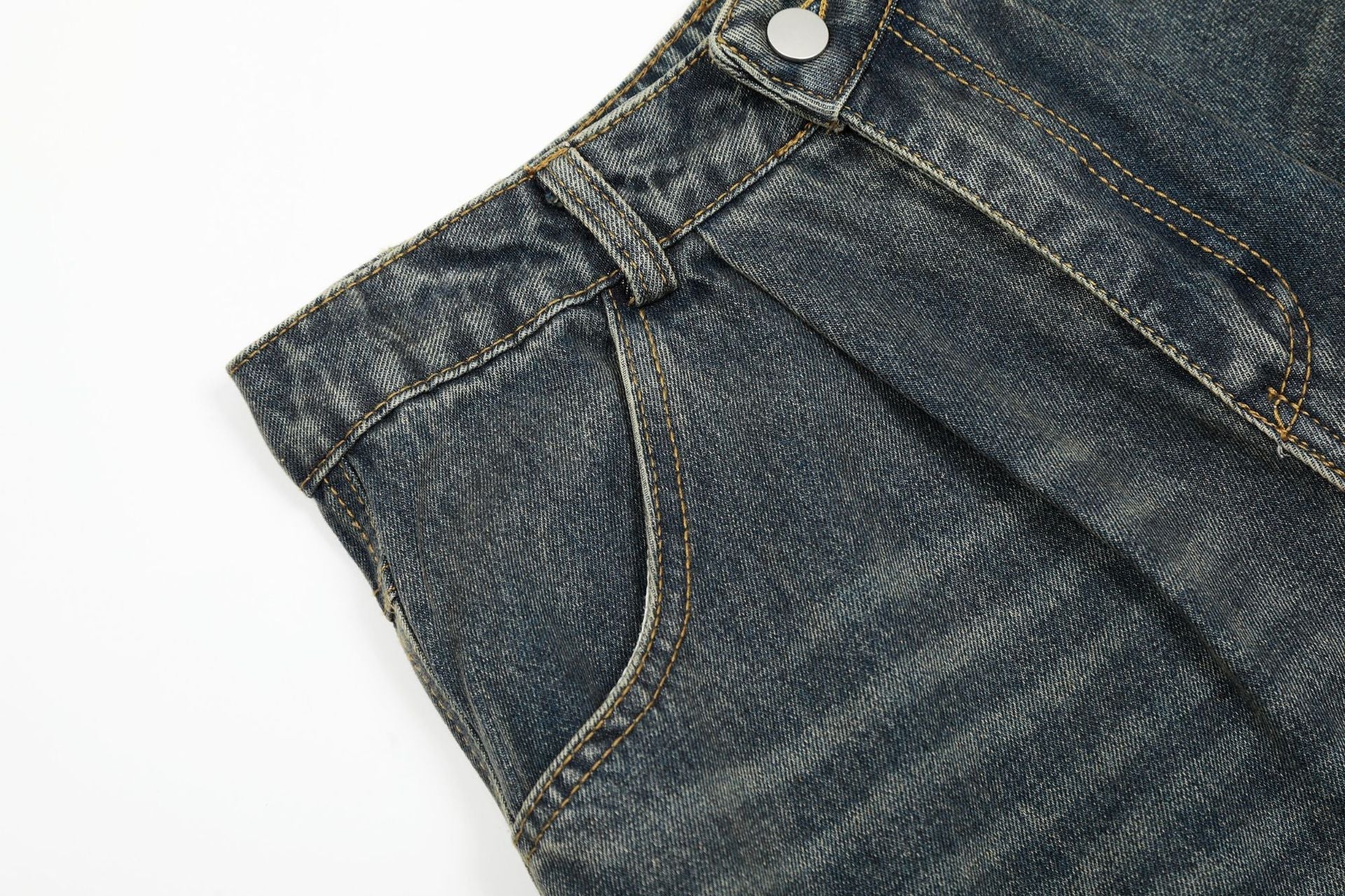 Washed Damage Cargo Pocket Denim Jort