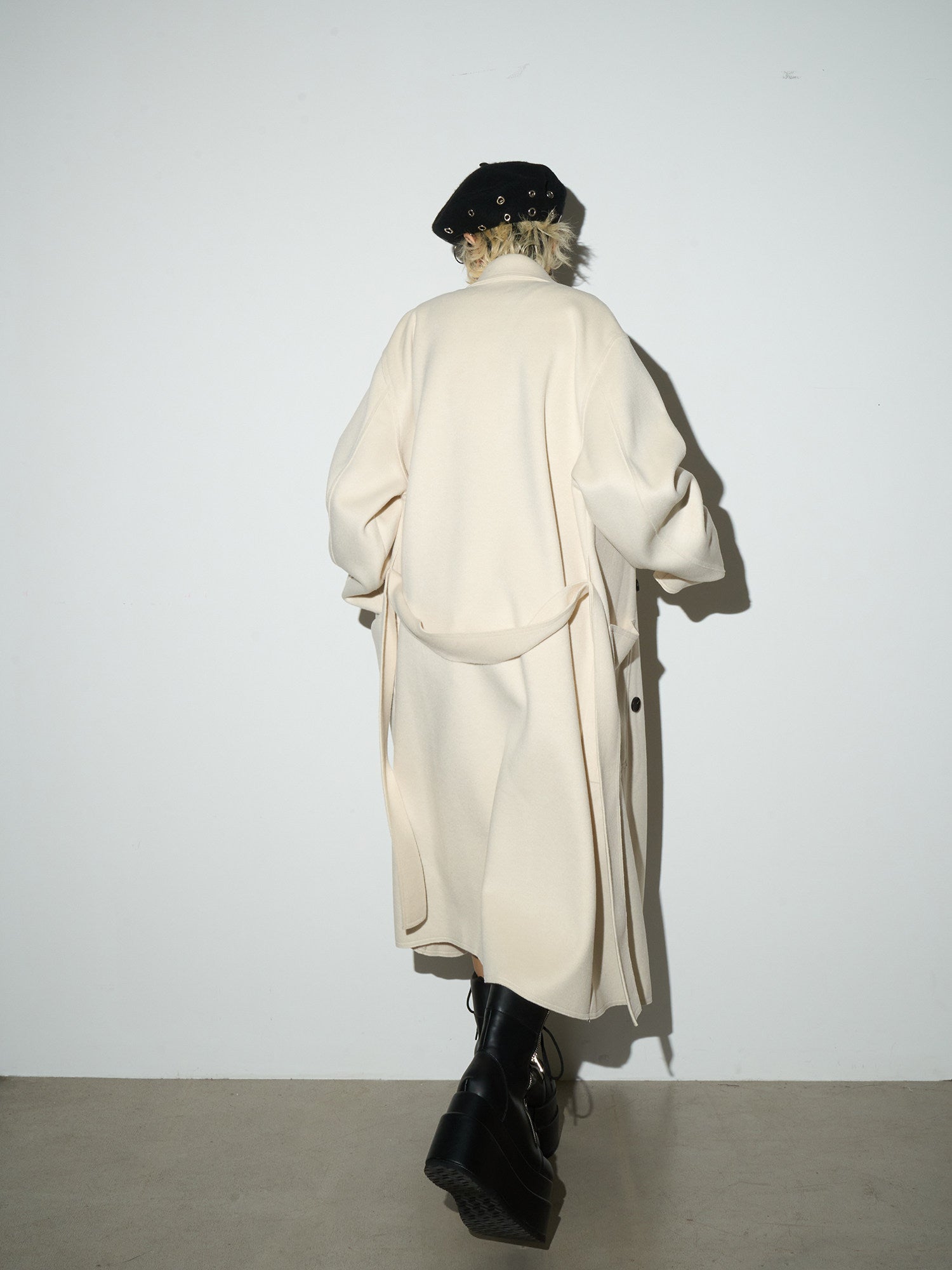 Double Breasted Belted Long Length Coat