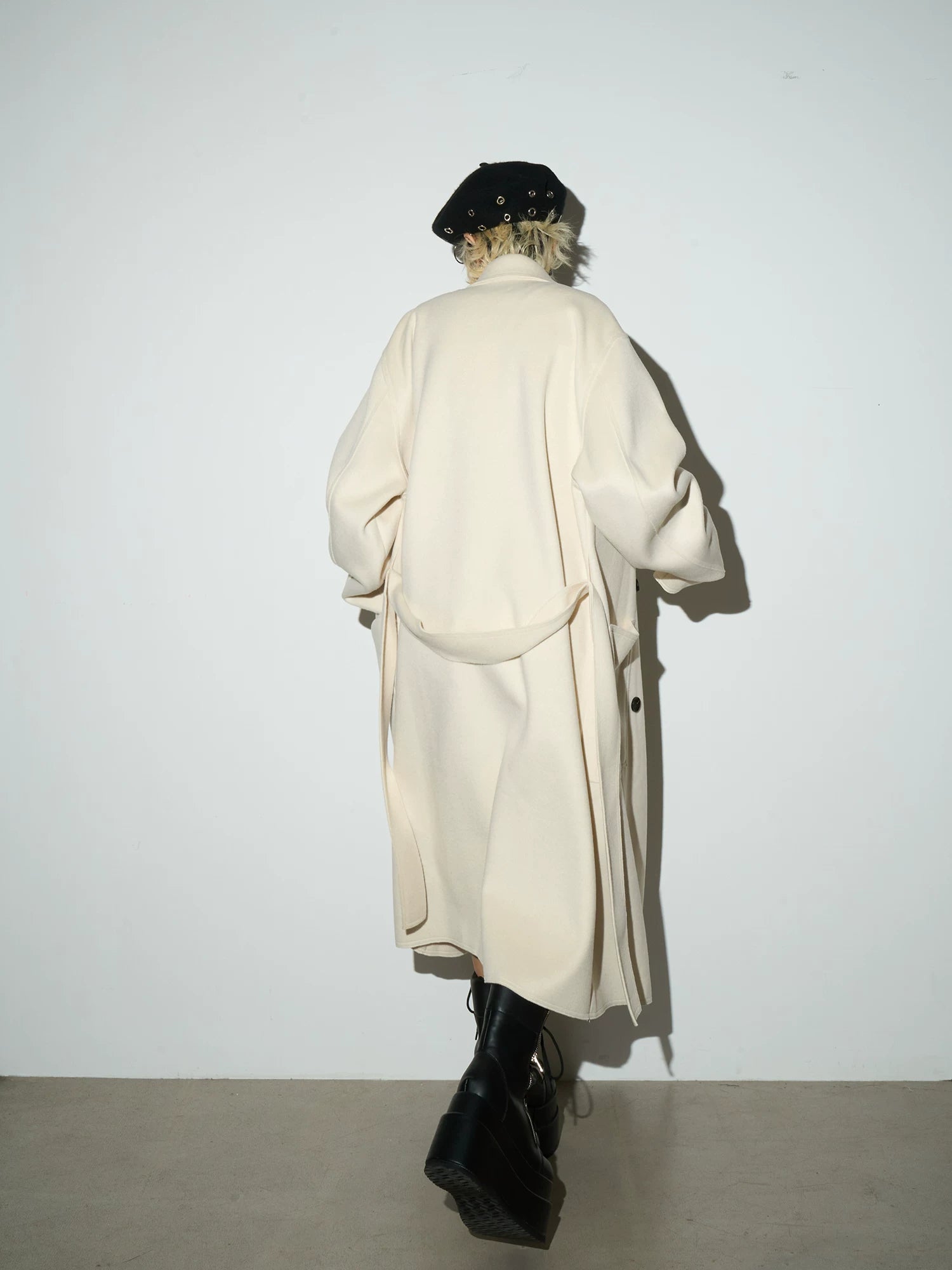 Double Breasted Belted Long Length Coat