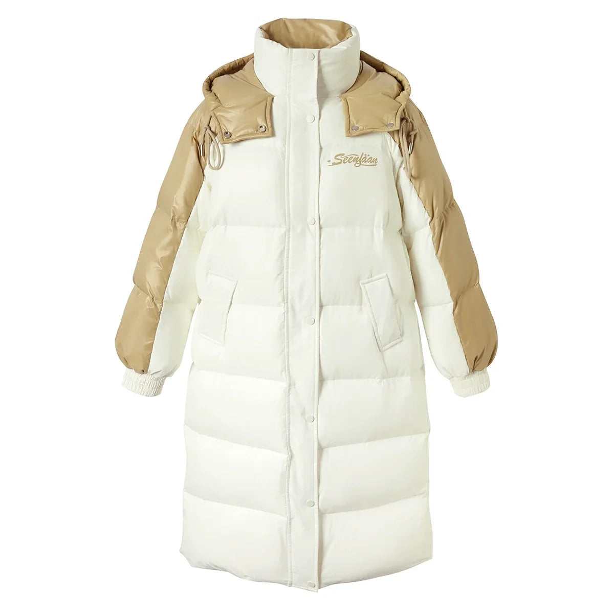 Stand Neck Long White Duck Down Coat