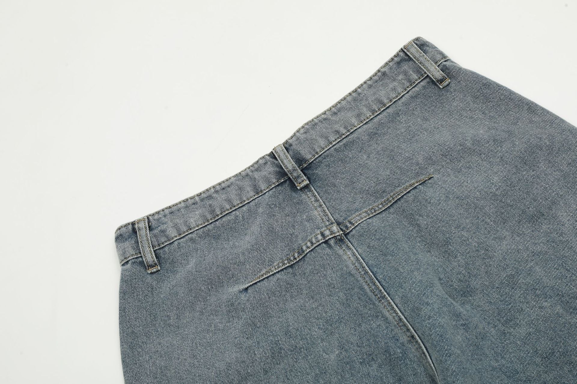 Washed Deconstruction Wide Leg Denim Jort