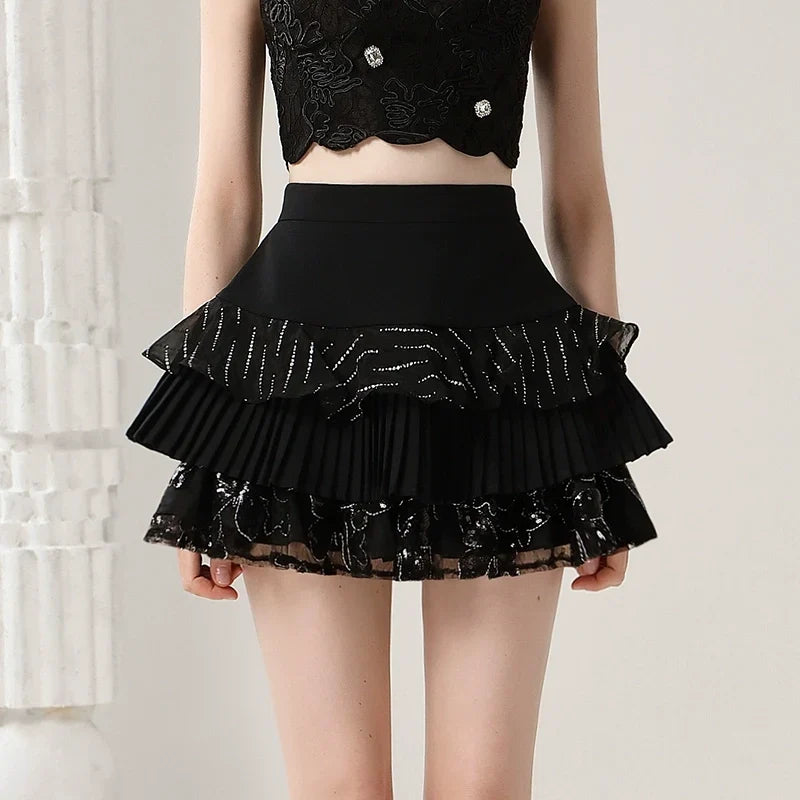 Sheer Shirt & Camisole & Layered Skirt Setup