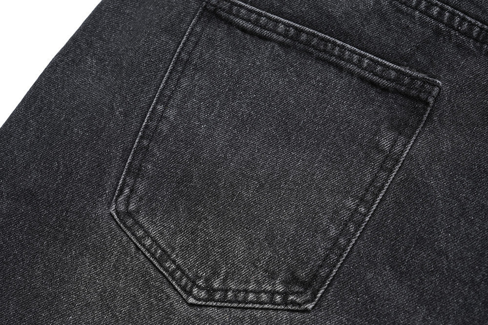 Pierced Distressed Denim Shorts
