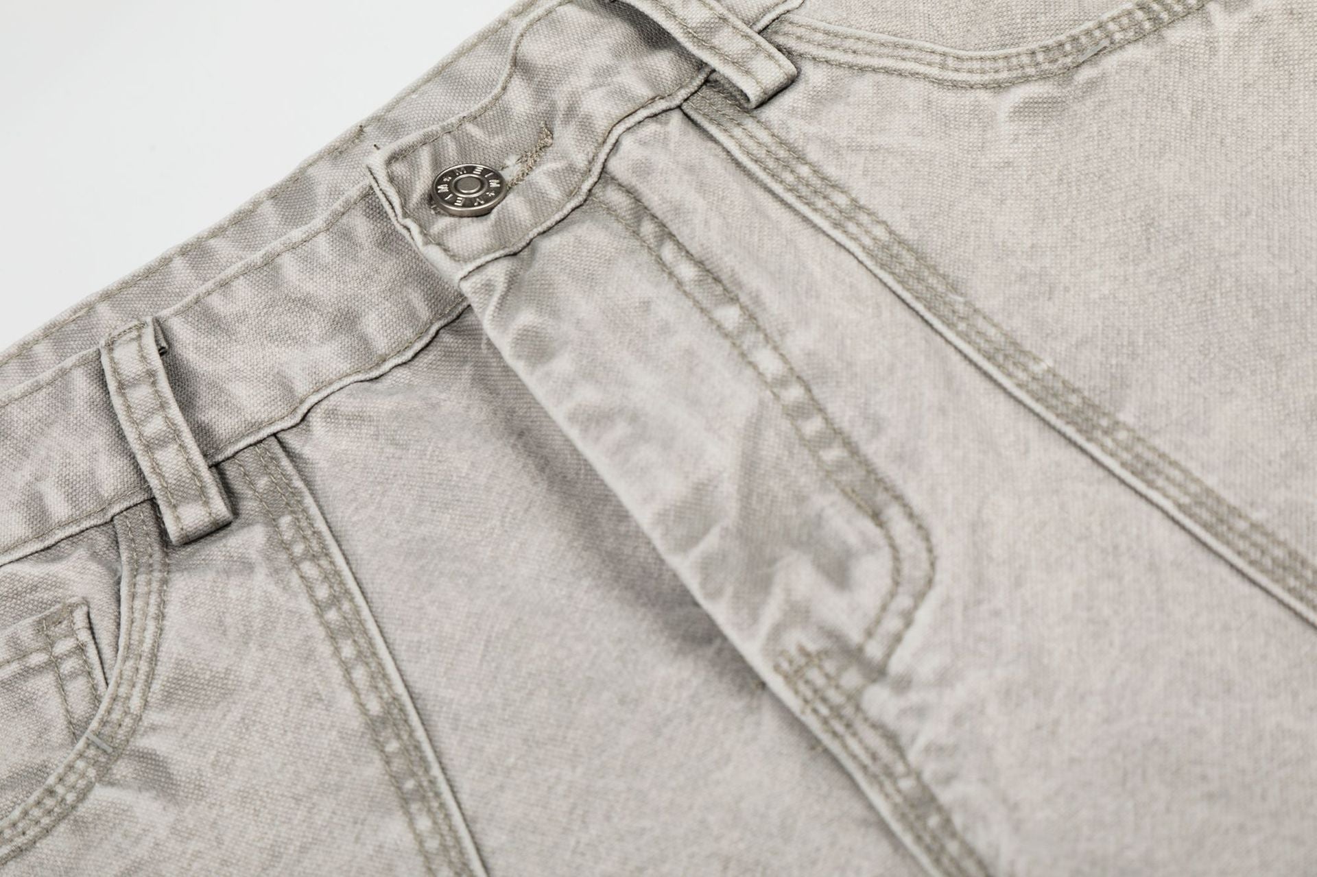 Patch Pocket Washed Wide Leg Denim Jeans